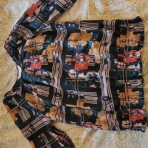 CHRISTOPHER & BANKS Retro Multicolor Windowpane Blouse